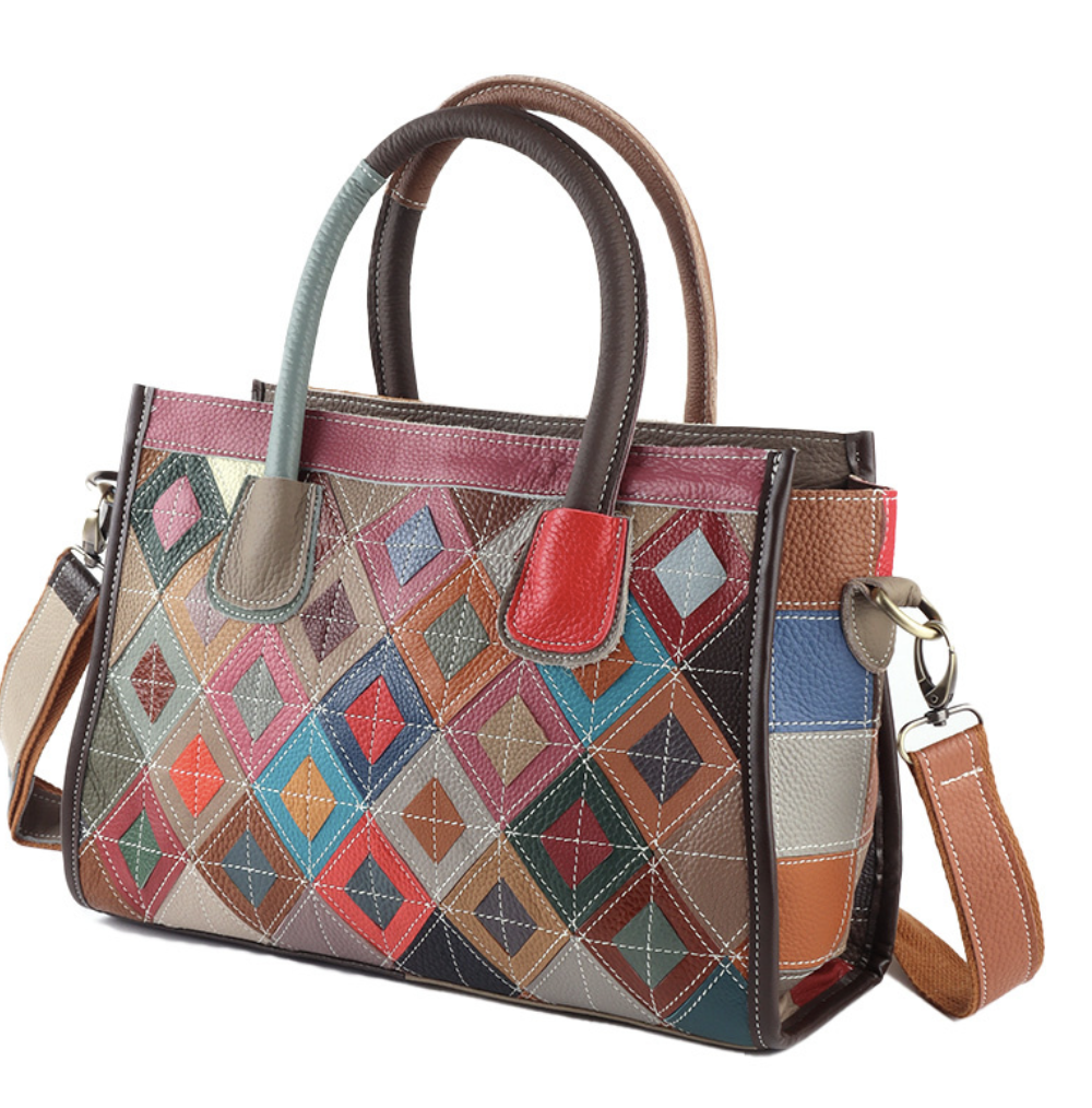 Lederen handtas | Multikleur - Afbeelding 3
