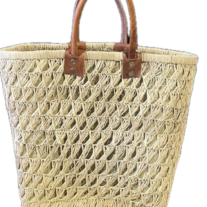 Neutrale mand met leren handvatten - medium size